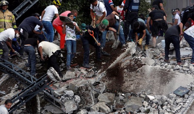 Un edificio derrumbado en el terremoto de México
