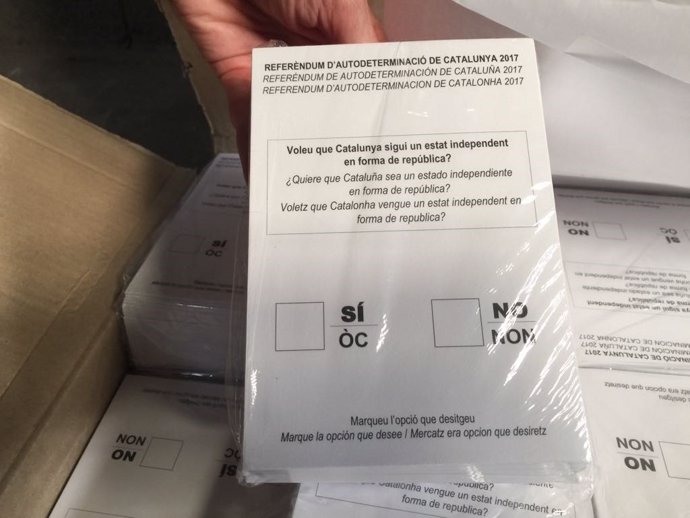 Papeletas para el referédum del 1-O intervenidas por la Guardia Civil