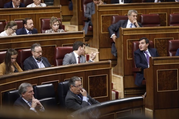 Albert Rivera y José Luis Ayllón hablan desde sus escaños en el Congreso