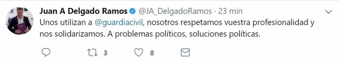 Tuit del guardia civil Juan Antonio Delgado