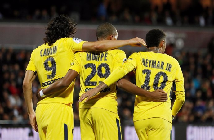 El París Saint-Germain, PSG, con Cavani, Neymar y Mbappé