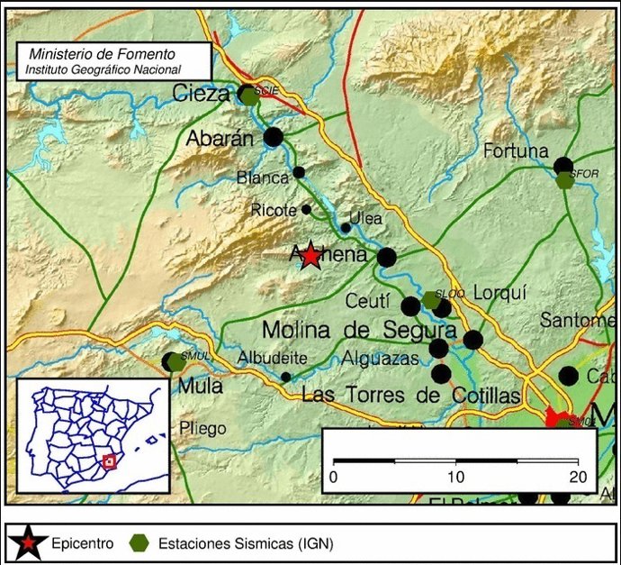 Imagen del lugar en el que se ha registrado el terremoto