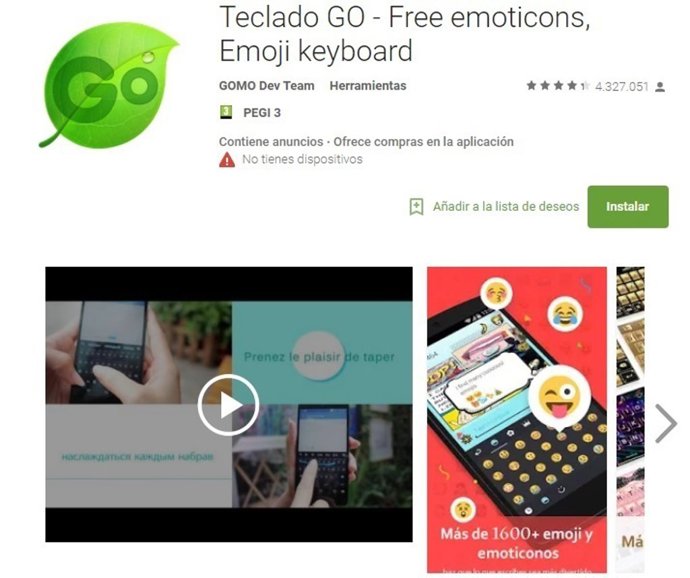 Aplicación infecciosa GO Keyboard