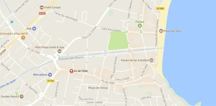 Avenida Albir cerca de la playa