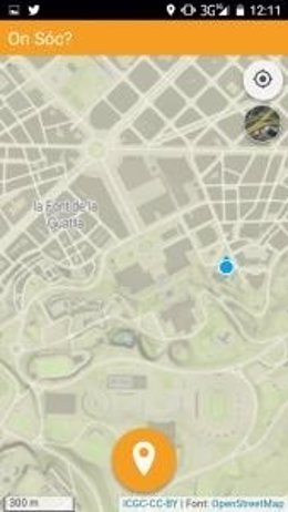 Captura de la 'app' 'On sóc? Comparteix la teva localització' del ICGC