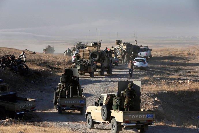Fuerzas peshmerga participan en la ofensiva para recuperar Mosul