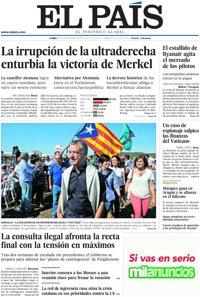 Las portadas de los periódicos de hoy, lunes 25 de septiembre de 2017