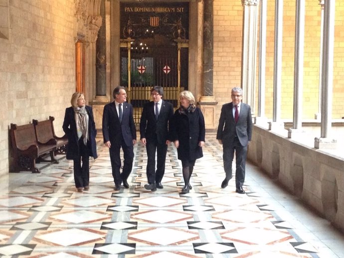 J.Ortega,Artur Mas,C.Puigdemont,I.Rigau,F.Homs tras el juicio del 9N