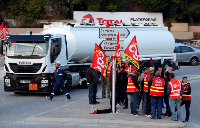 Camioneros contra la reforma laboral de Macron