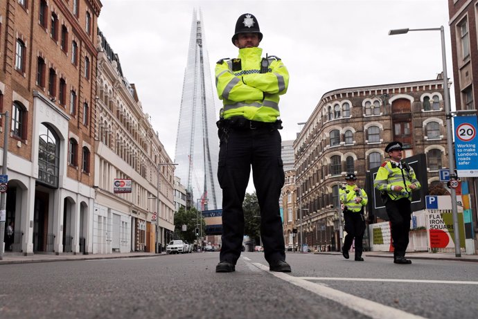 Policía británico en Londres