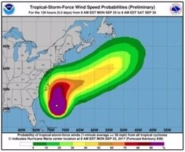 Previsión de la evolución del huracán 'María'