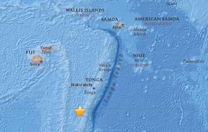 Terremoto de magnitud 6,4 al sur de Fiyi y Tonga