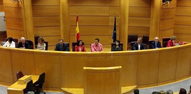 Pedro Sánchez preside en el Senado la reunión interparlamentaria del PSOE