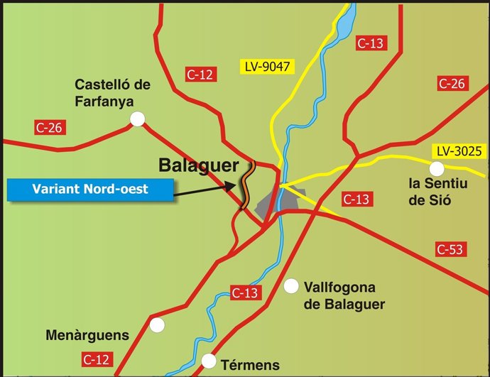 Mapa de la nova variant de Balaguer (Lleida)