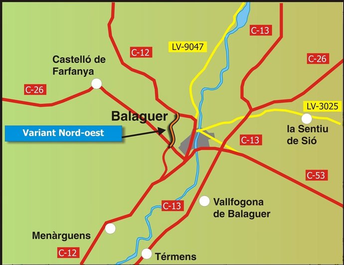 Mapa de la nova variant de Balaguer (Lleida)