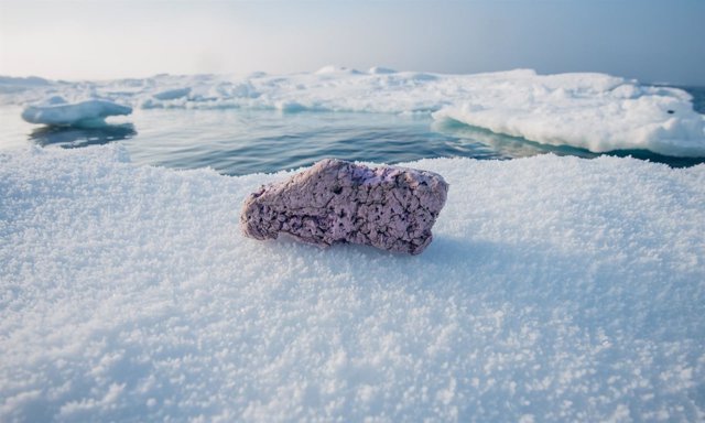 Plástico sobre el hielo cerca del Polo Norte