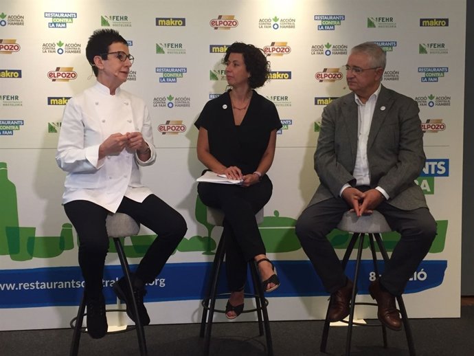 C.Ruscalleda, N.Anguera y P.Chias en la campaña 'Restaurantes contra el hambre'