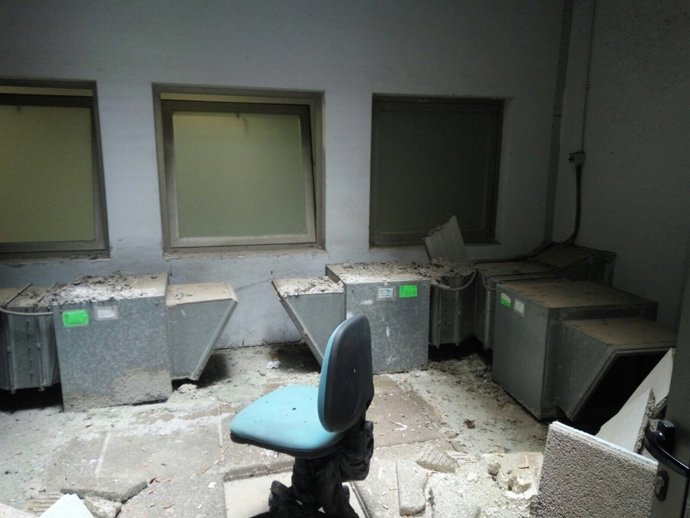 Sala de la Ciudad de la Justicia afectada por el fuego