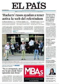 Las portadas de los periódicos de hoy, jueves 28 de octubre de 2017