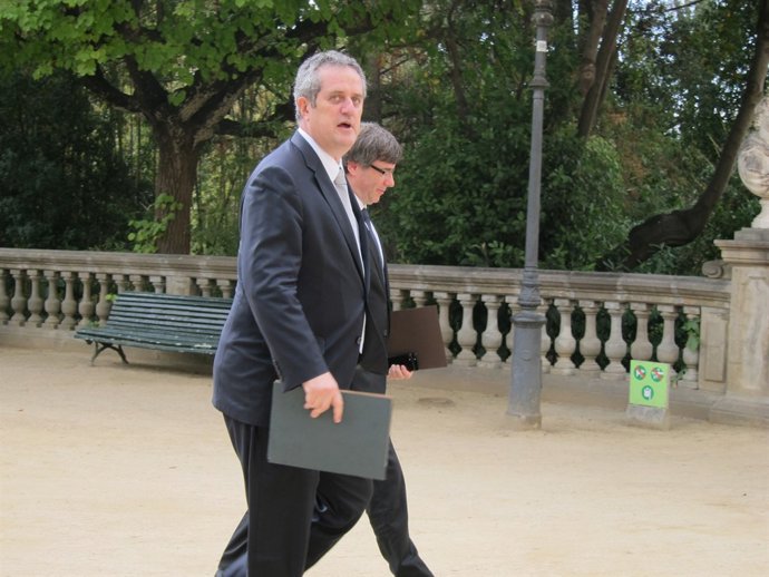 C.Puigdemont i J.Forn arribant a la Junta de Seguretat