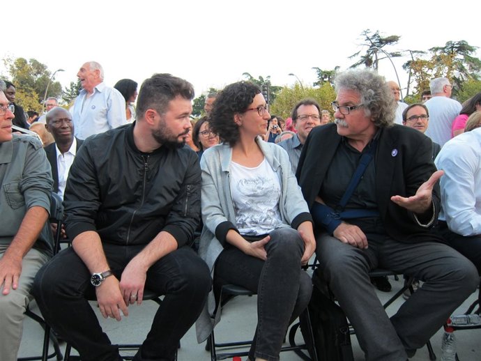 Els diputats d'ERC al Congrés i el Parlament G.Rufián, M.Rovira i J.Tardà