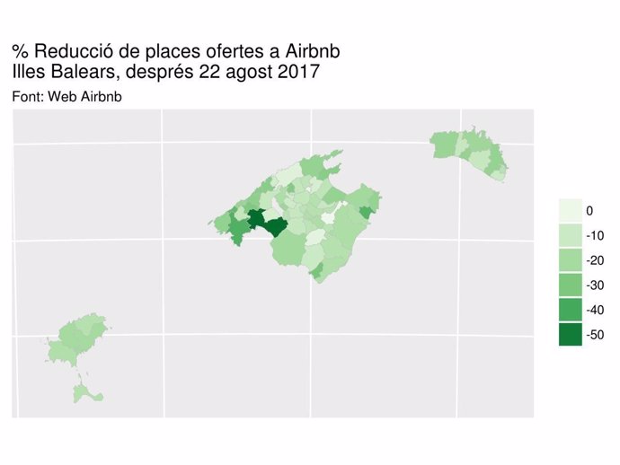 Plazas ofertadas en Airbnb