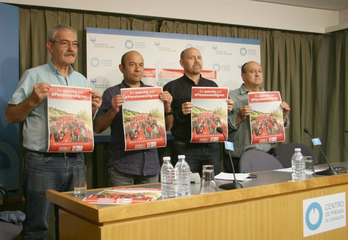 Presentación de las marchas por las pensiones en Aragón.