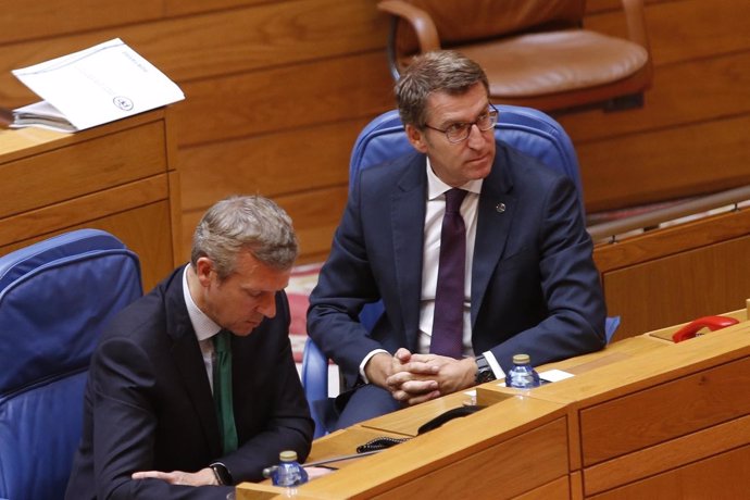 El presidente de la Xunta, Alberto Núñez Feijóo, en el pleno.