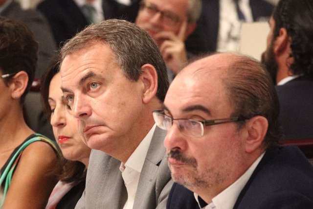 Zapatero y Lambán en el Desayuno Informativo de Europa Press con Pedro Sánchez