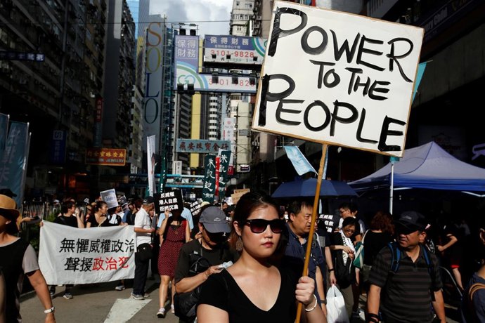 Protesta en Hong Kong día nacional de China 