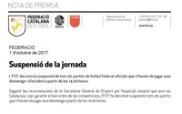 La Federació Catalana de Futbol suspende todos los partidos de categorías regionales