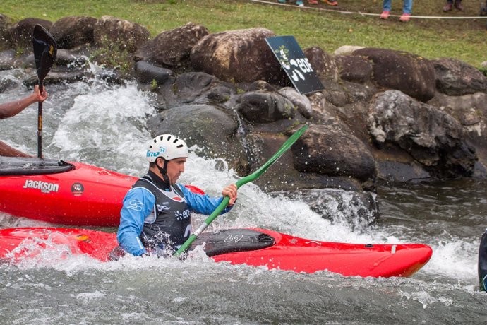 Mikel Sarasola en el Mundial de Slalom de 2017