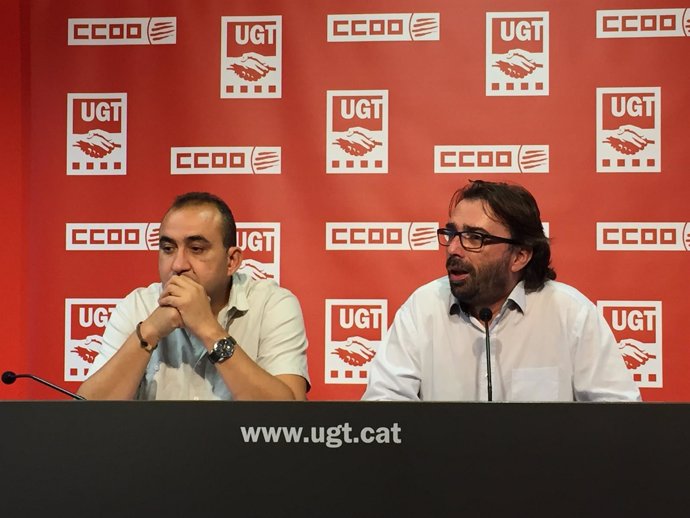 Javier Pacheco (CCOO) y Camil Ros (UGT)