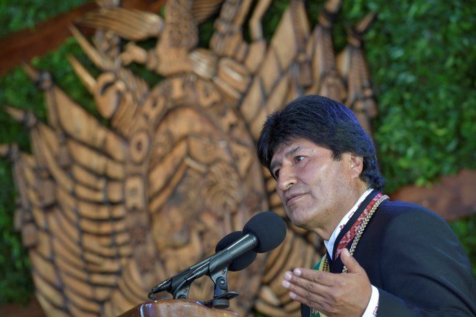 Bolivia's President Evo Morales speaks during a ceremony that marks the 192nd Bo