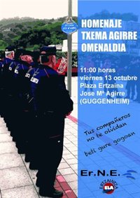 ErNE y ELA recordarán a Txema Agirre, ante la "falta de homenajes a quien impidió un atentado contra el Guggenheim"
