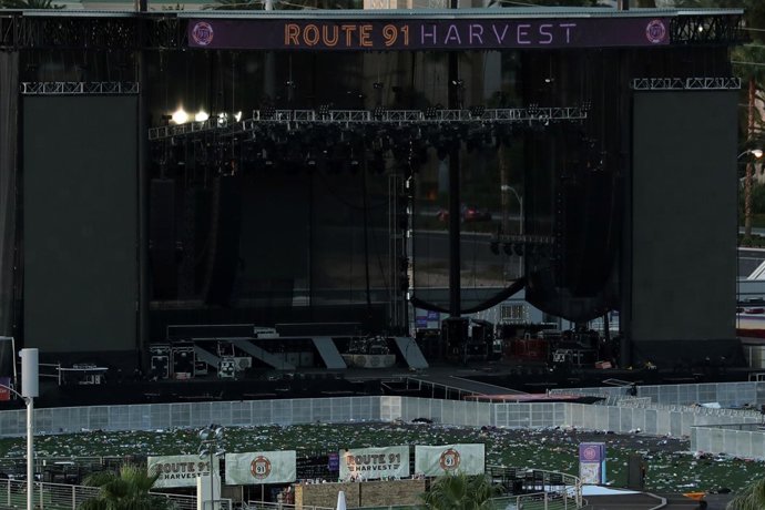 El escenario del festival del country donde se produjo el tiroteo en Las Vegas
