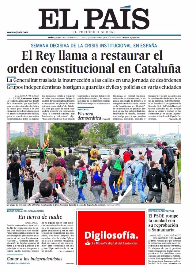 Portadas de la prensa española de hoy 04/10/2017 Fotonoticia_20171004010809_640