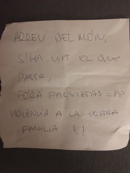 Anònim rebut per Marisa Xandri (PP)