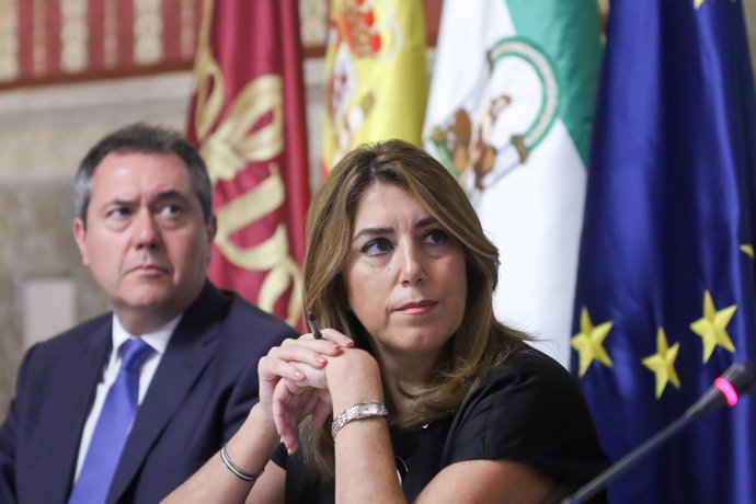 Susana Díaz y Juan Espadas, en la presentación de la Semana del Espacio