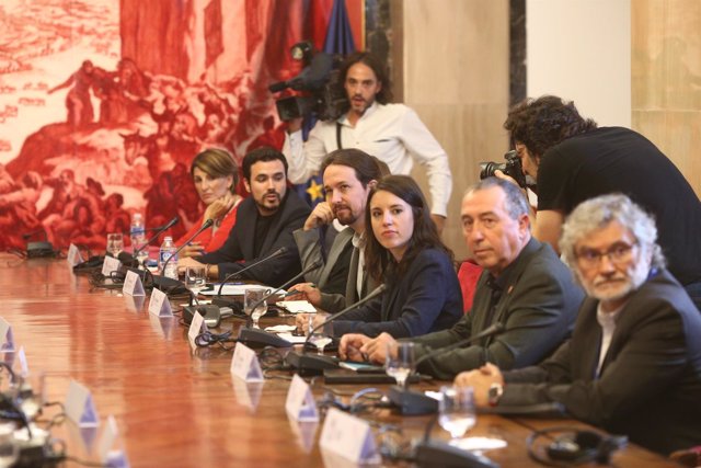 Pablo Iglesias en la reunión de la Mesa de partidos por la libertad