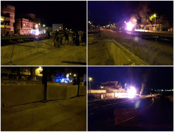 Imágenes de los disturbios en las orillas del tren en Murcia