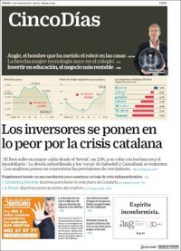Las portadas de los periódicos económicos de hoy, jueves 5 de octubre