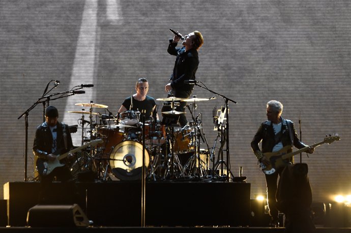 Bono sings as U2 perform during their "U2: The Joshua Tree Tour", at Croke Park,