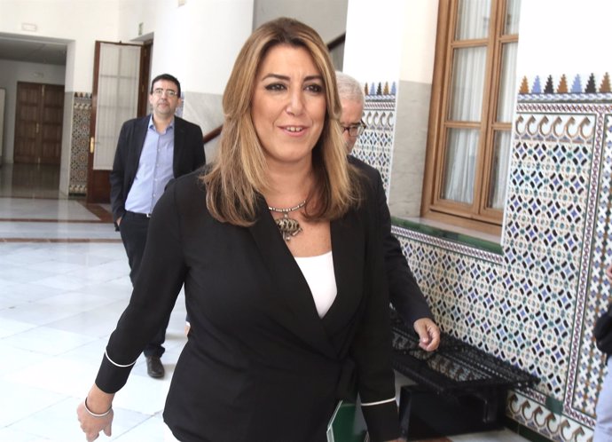 Susana Díaz, hoy a su llegada al Pleno del Parlamento
