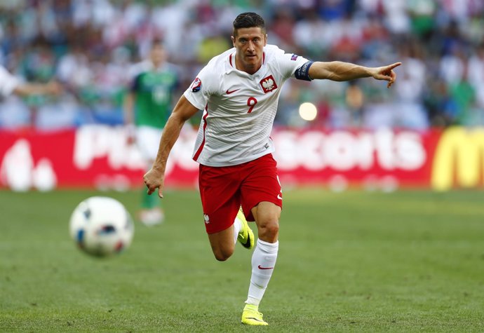 Robert Lewandowski con Polonia en la Eurocopa