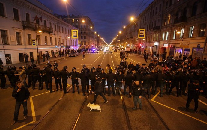 Manifestación opositora en San Petersburgo