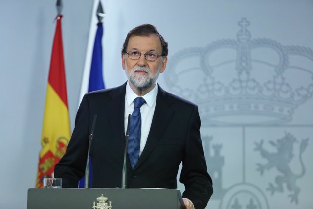 Mariano Rajoy comparece en el Palacio de la Moncloa el 1 de octubre