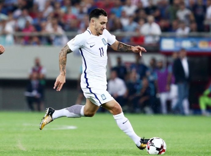 Mitroglou con la selección de Grecia