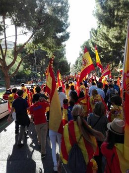 Manifestación en Barcelona contra la independencia y a favor de la unidad 