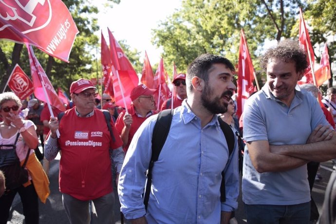 Ramón Espinar, en la concentración por unas pensiones dignas